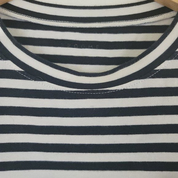 Kate Spade Broome Street Sz Small Striped Tiered Ruffle Peplum Top Black & White - Picture 2 of 11